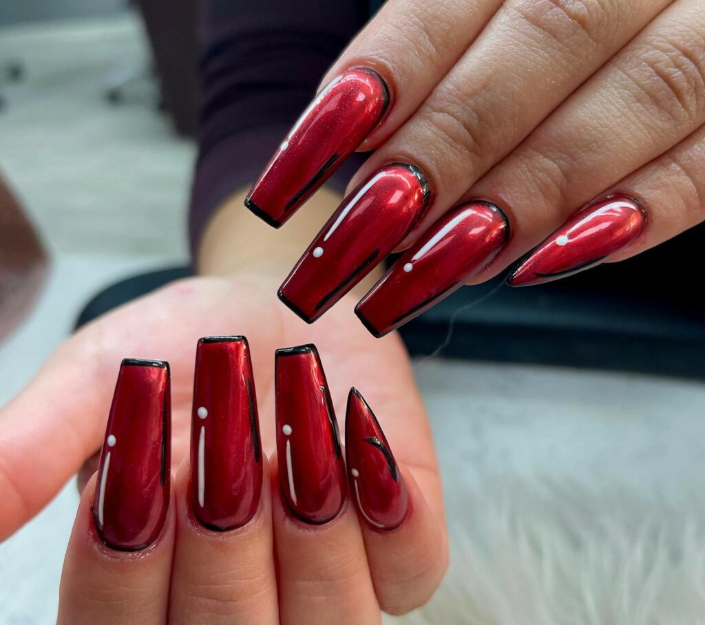 Go Bold with 40 Red Coffin Nail Designs in 2024 37 Pop Art Red Coffin Nail