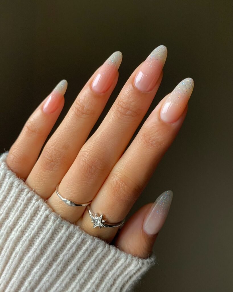 20 Latest Nude Ombre Nail Ideas To Try In 2024! 18 French Nude Ombre Nails With Glitter