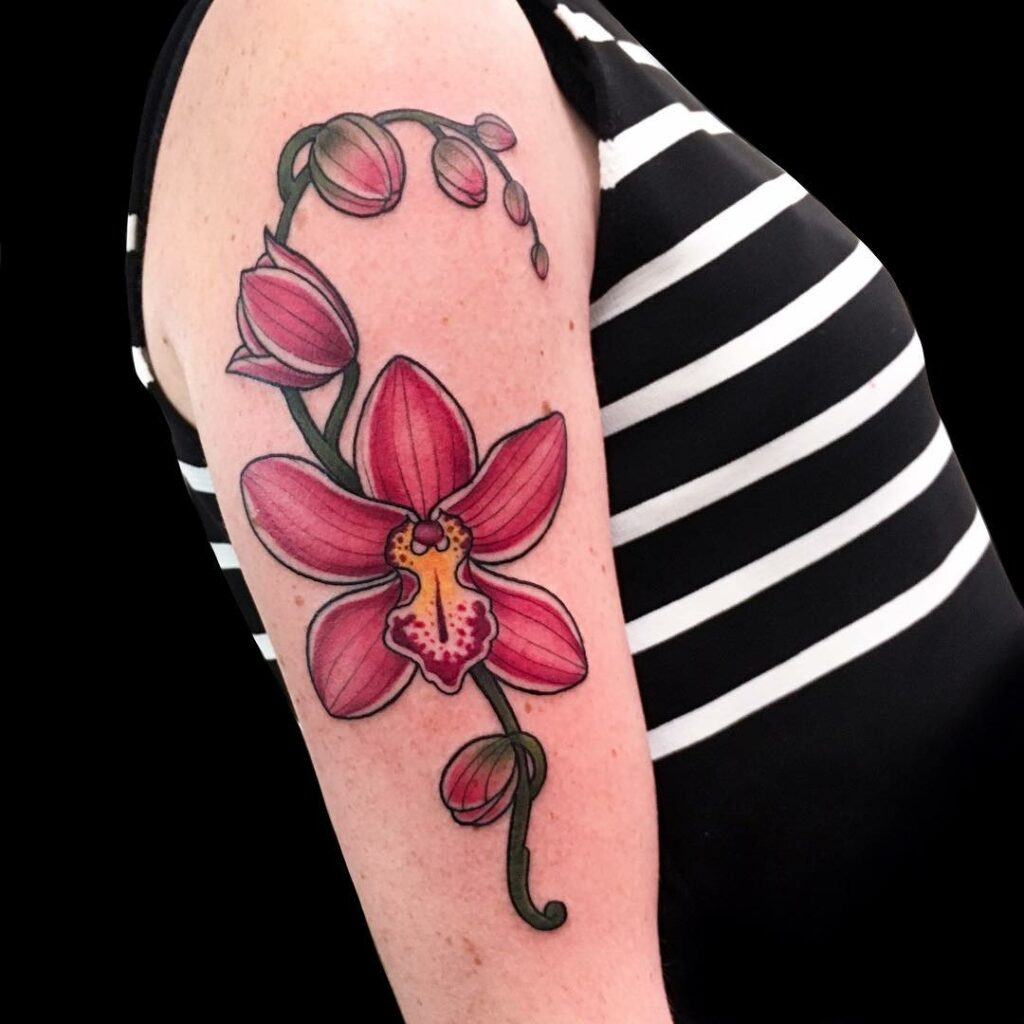 AMAZING ORCHID TATTOOS + THEIR COOL MEANINGS 11 Pink Orchid Tattoos