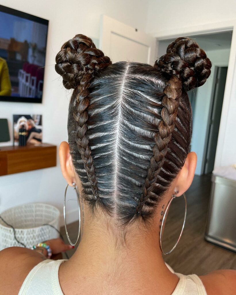 25 Natural Hairstyles Ideas to Embrace Your Authenticity in 2024 31 Cornrows into Space Buns