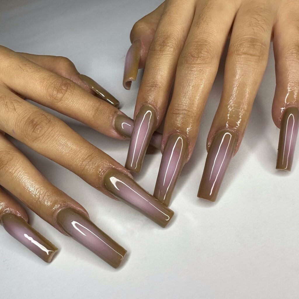 30 Latest Aura Nails Ideas To Try In 2024! 36 Brown And Pink Aura Nails