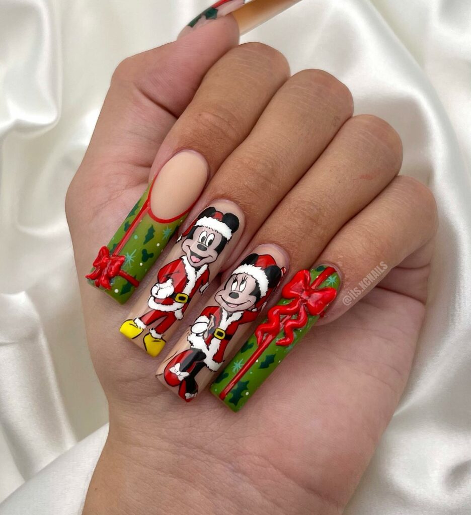 50 Latest Disney Nails Ideas To Try In 2024! 13 Christmas-Inspired Minnie And Mickey Mouse Nails