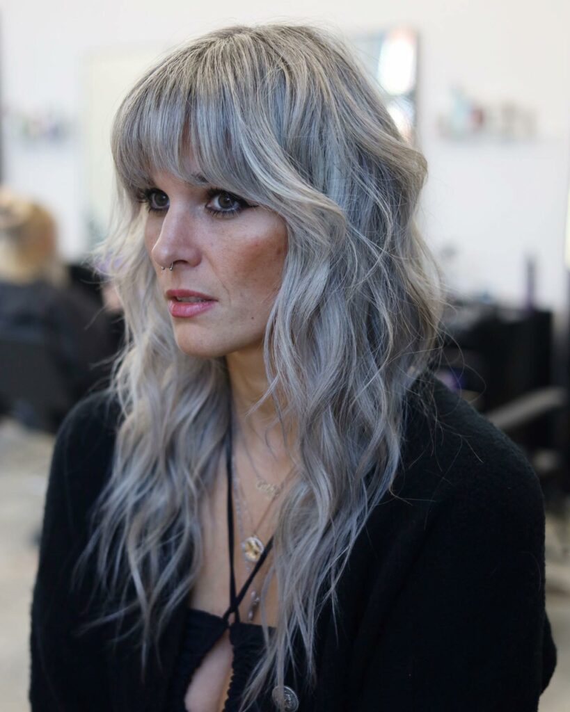 25 Silver Hair Colour Ideas to Embrace in 2024 32 Medium Shag with Highlights