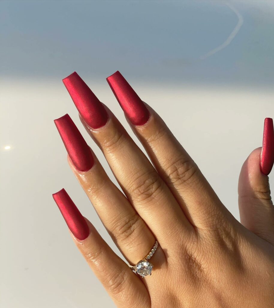 20 Latest Red Matte Nail Ideas To Try In 2024! 22 Dark Red Matte Coffin Nails