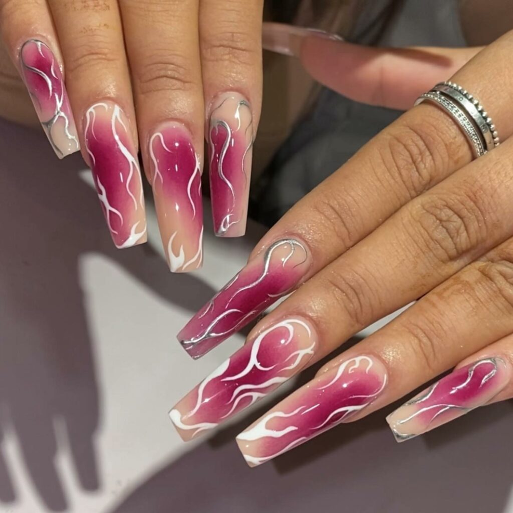 Discover 35 Purple Ombre Nail Designs To Try in 2024 30 Purple Ombré With White Flames