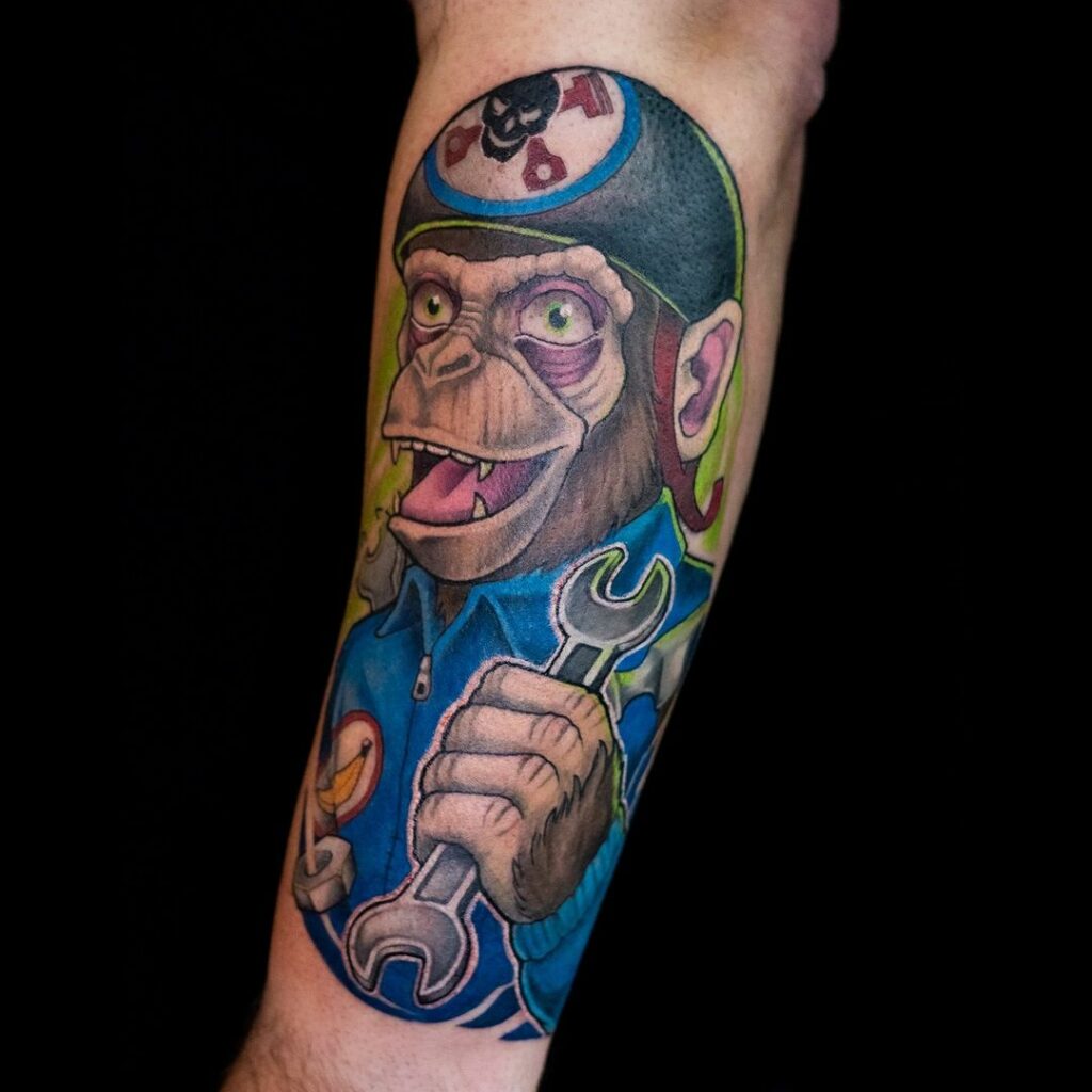 AMAZING MONKEY TATTOO DESIGNS + MEANINGS TO INSPIRE YOU IN 2024 12 Grease Monkey Tattoo