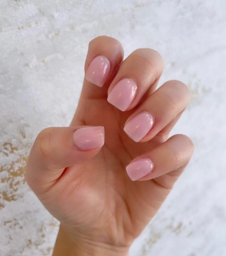 Shine with 30 Light Pink Chrome Nail Designs of 2024 37 Short Square Light Pink Chrome Nails