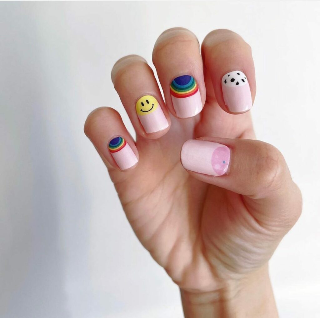 Show Off 25 Smiley Face Nail Designs in 2024 30 Creative Rainbow Smile Nails