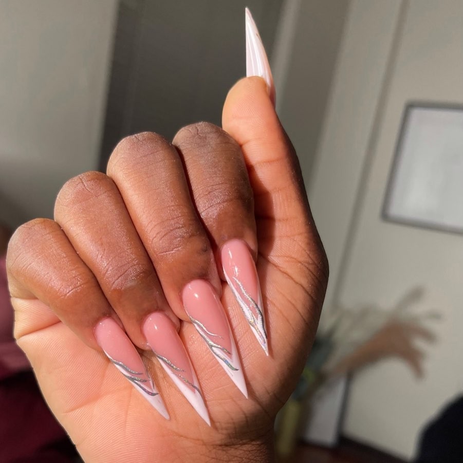 30 Latest Long French Tip Nail Ideas To Try In 2024! 42 Stiletto Long French Nails
