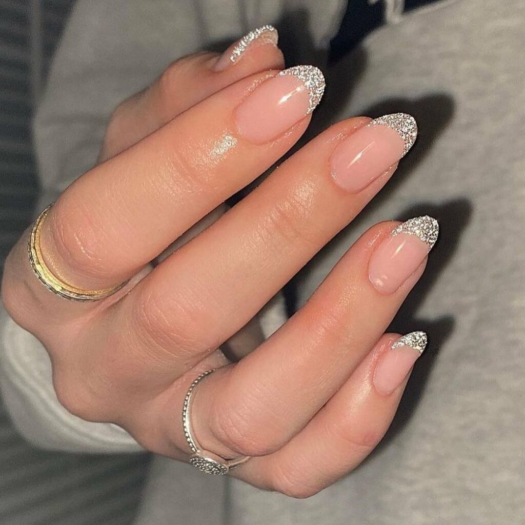 Check Out 30 Glitter French Tip Nail Designs of 2024 27 Glitter French Tip Almond Nails