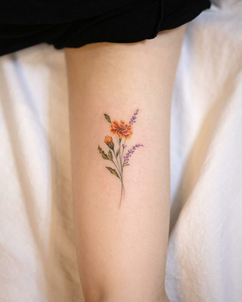 12 Amazing BIRTH FLOWERS & BEST BIRTHDAY FLOWER TATTOO IDEAS 19 Marigold Tattoo