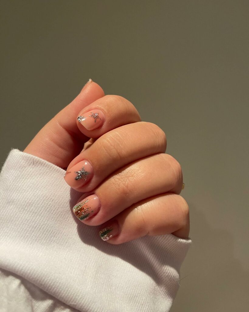 20 Latest Nude Short Nail Ideas To Try In 2024! 30 Short Nude Nails With Glitter French Design