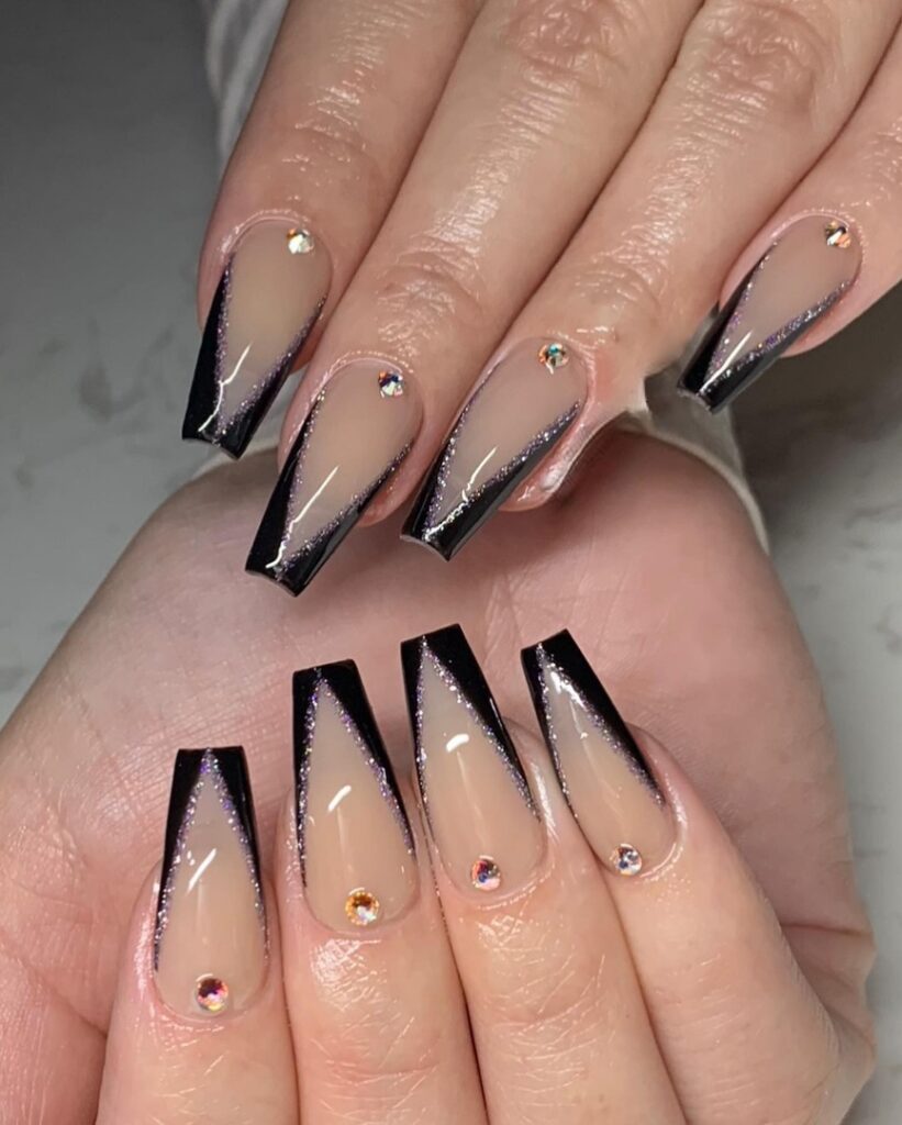 50 Latest V French Tip Coffin Nail Designs To Try In 2024! 60 Mix Light and Dark