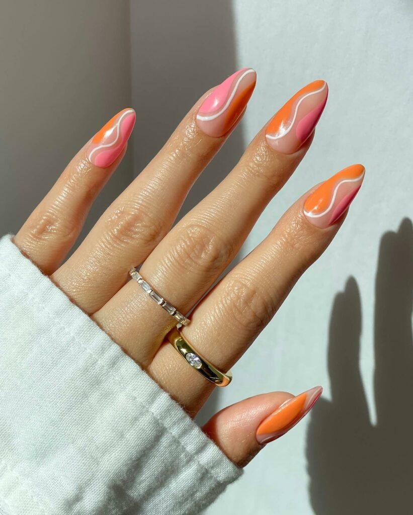 Feel Vibrant with 30 Pink And Orange Nail Designs in 2024 15 Pink And Orange Abstract Nails