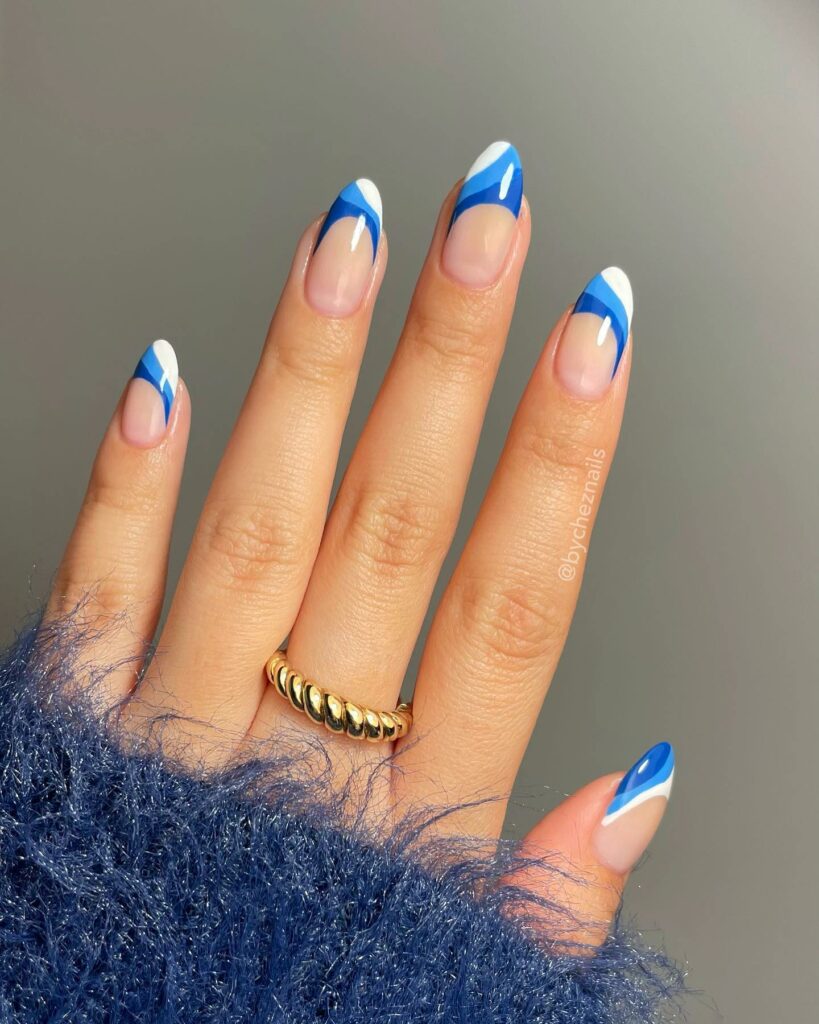 30 Latest Blue And White Nail Ideas To Try In 2024! 12 Blue And White Almond Nails