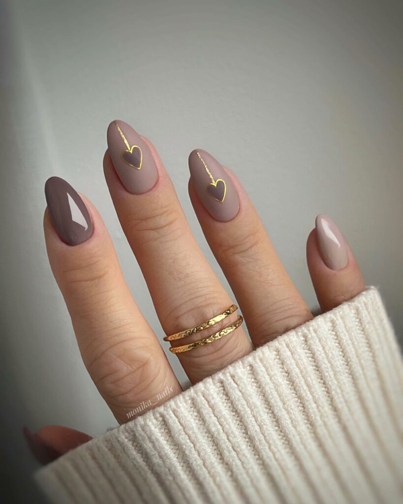 Find Your Style with 28 Beige Nail Designs of 2024 13 Cream And Beige Nails With Heart Details