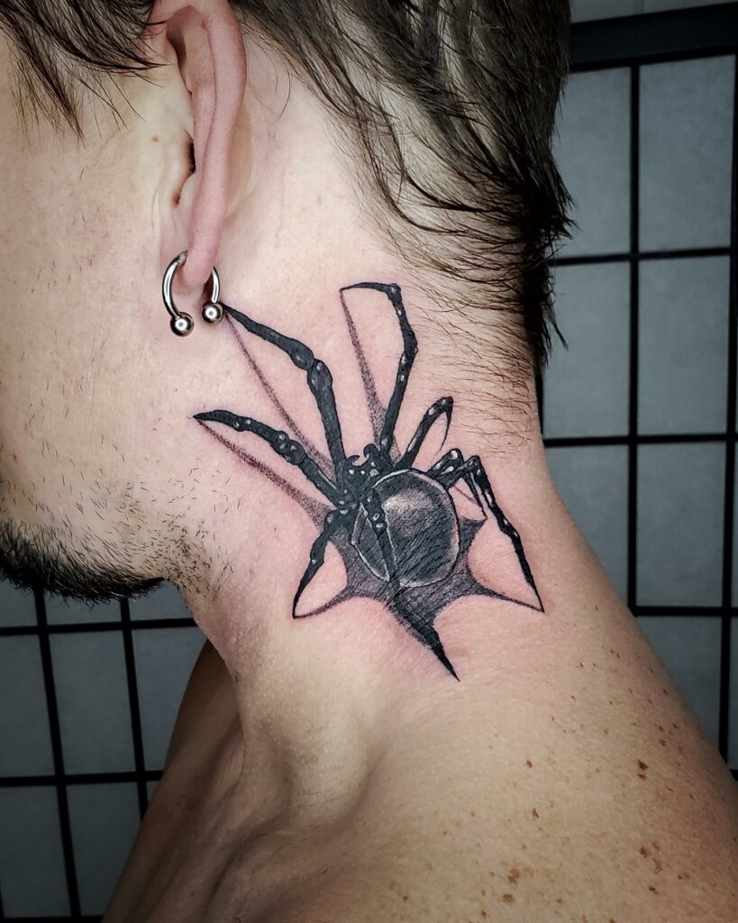 90 Latest Neck Tattoo Ideas To Inspire You In 2024! 33 Spider Neck Tattoo