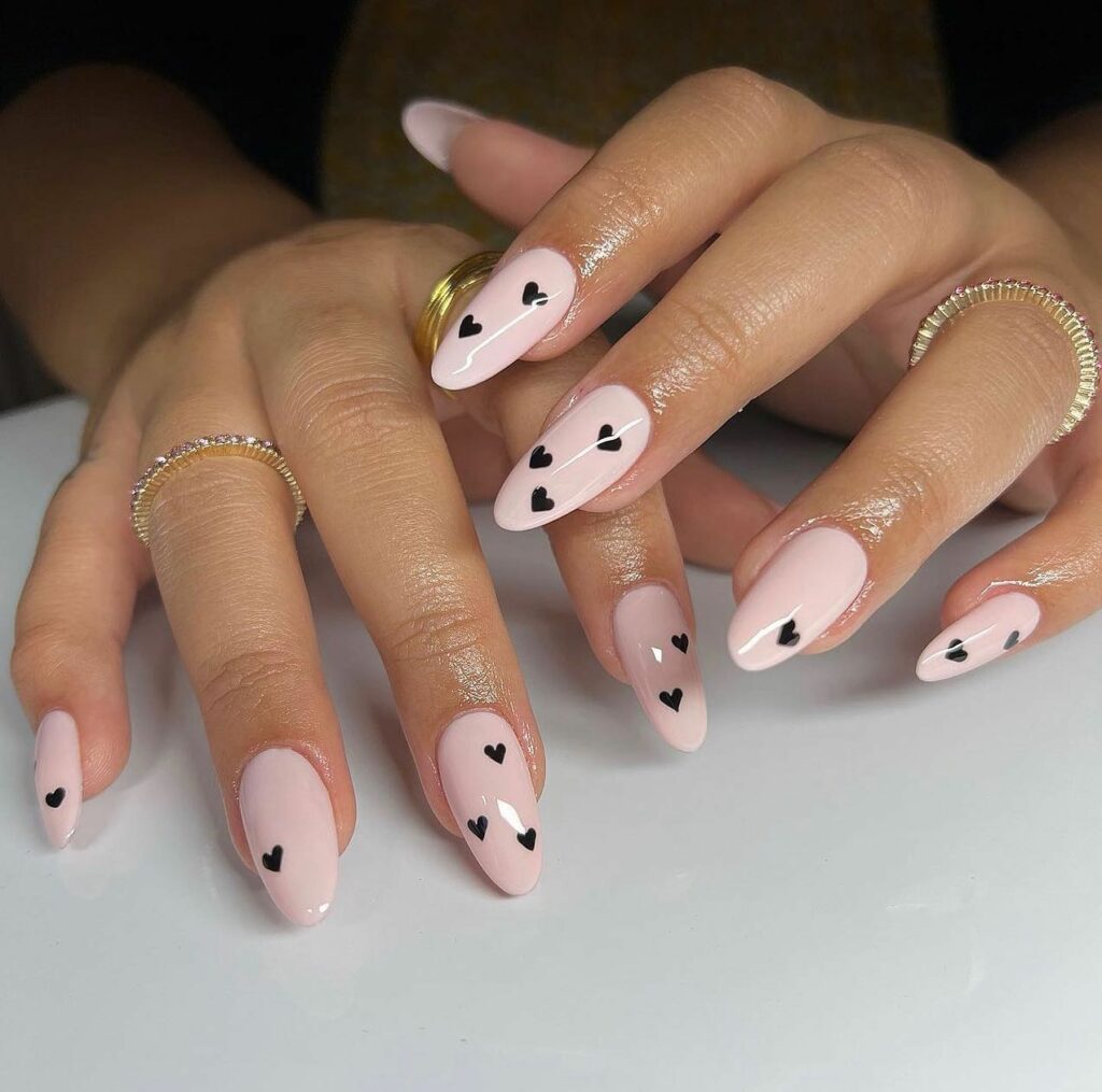 Indulge in 35 Black And Pink Nail Designs To Try in 2024 12 Pink And Black Nails With Hearts