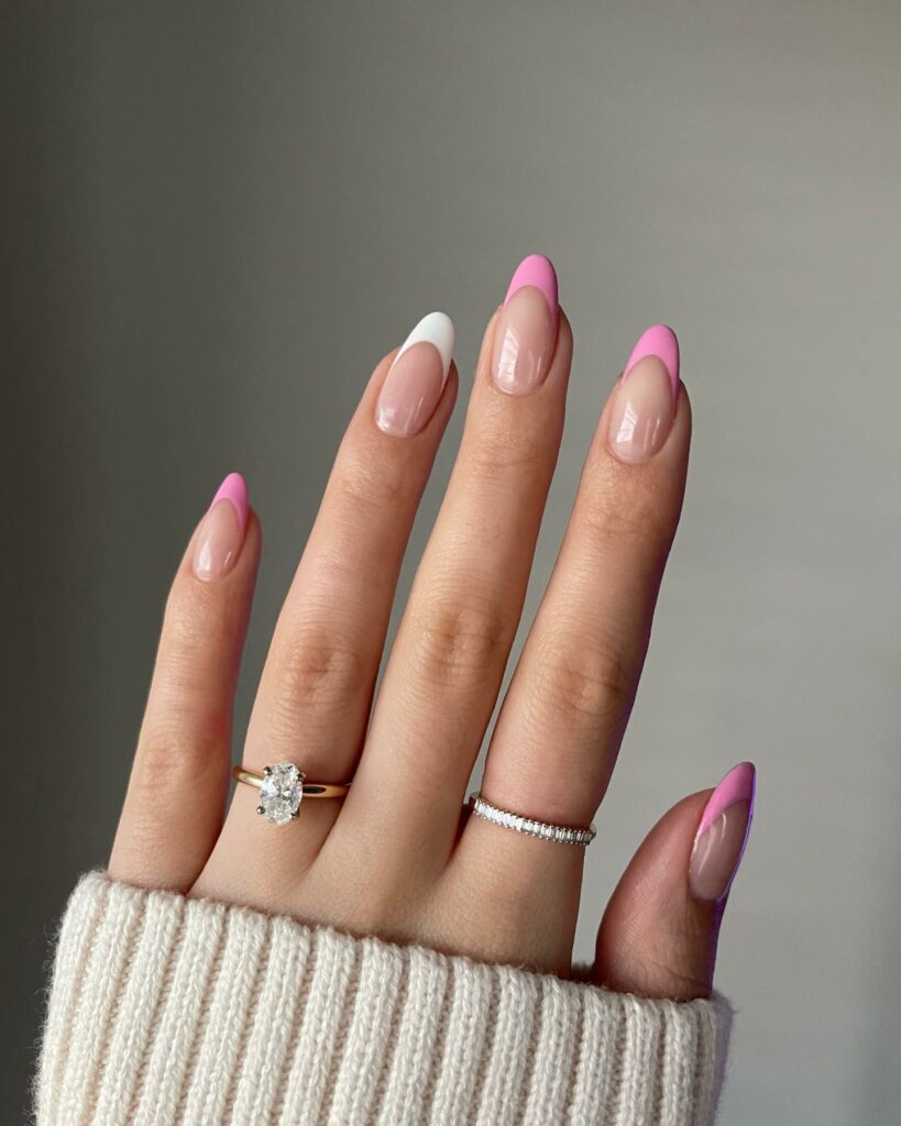 25 Latest Accent Nail Designs To Try In 2024! 20 White French Accent Nails Tip On A Classic Pink French
