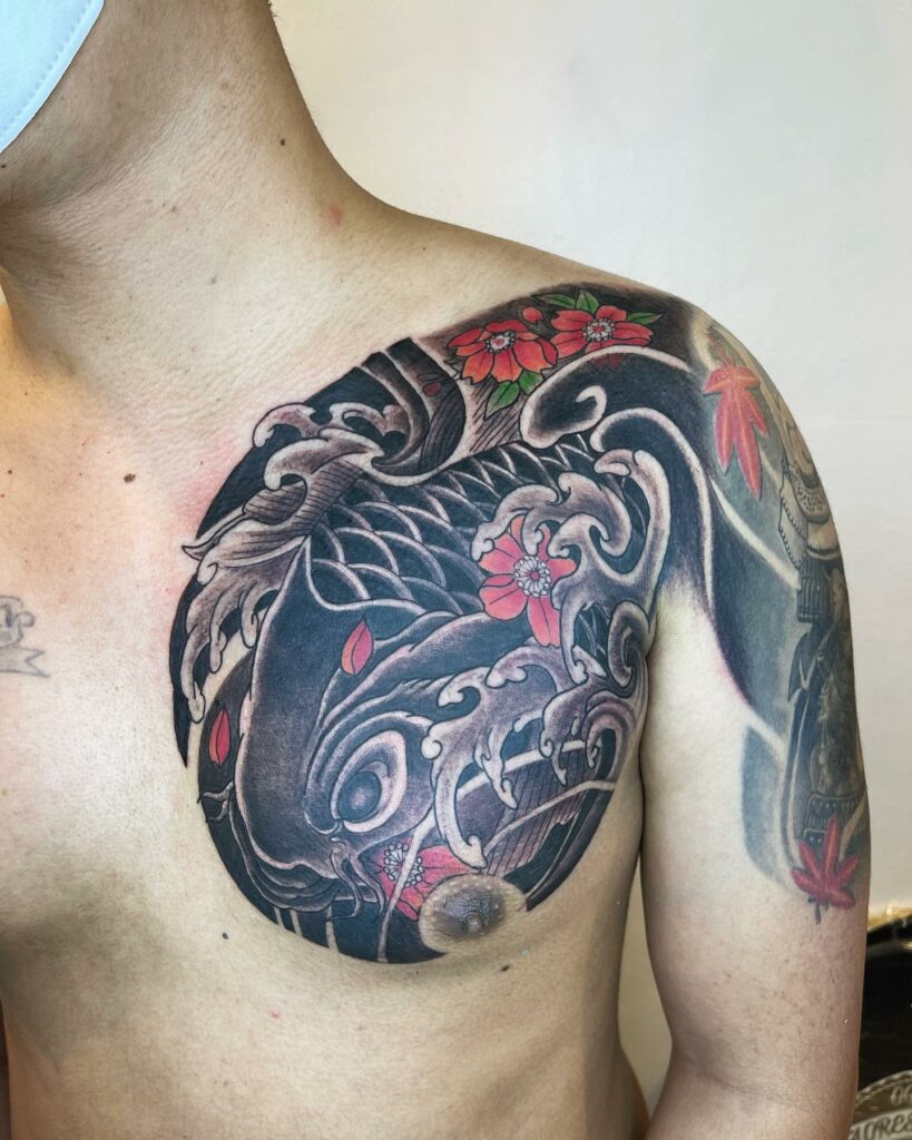 10+ KOI FISH TATTOO IDEAS + MEANINGS - UPDATED FOR 2024 12 Black Koi Fish Tattoo