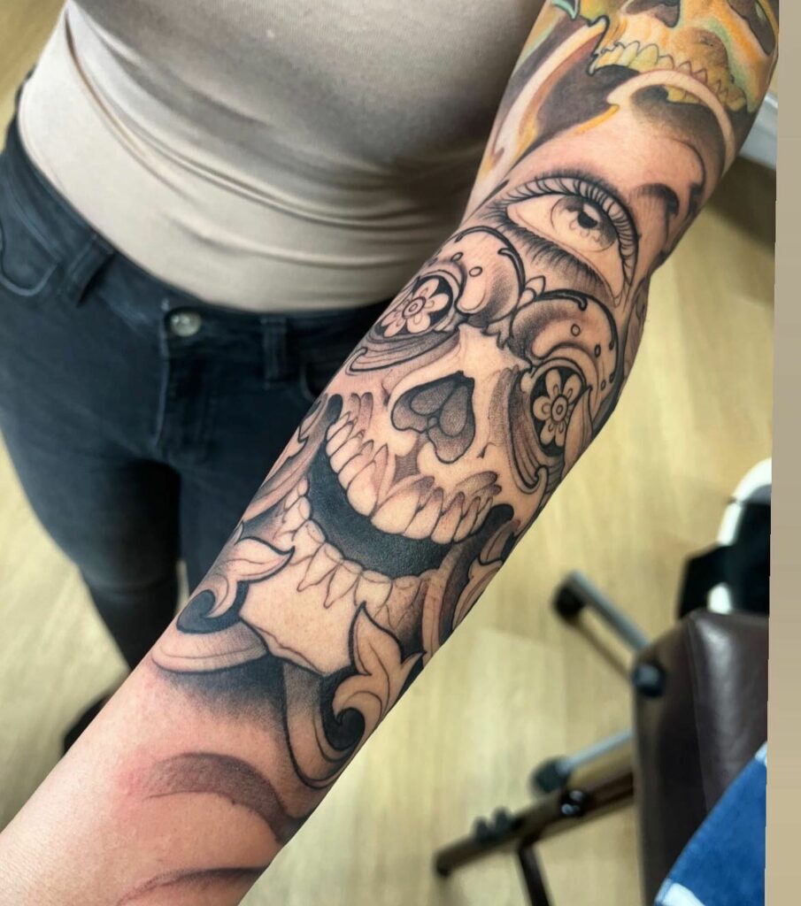 10 BEST SLEEVE TATTOOS FOR WOMEN IN 2024 12 Skull Sleeve Tattoo