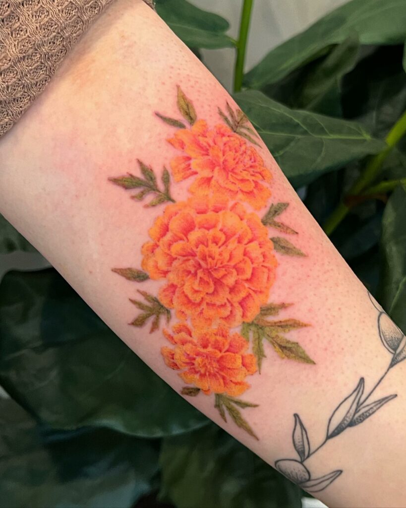 AMAZING MARIGOLD TATTOO DESIGNS & MEANINGS TO INSPIRE YOU IN 2024 10 Mexican Marigold Tattoo