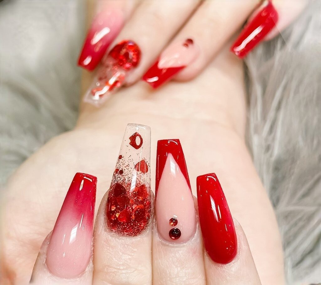 Go Bold with 40 Red Coffin Nail Designs in 2024 13 The Valentine Red Set
