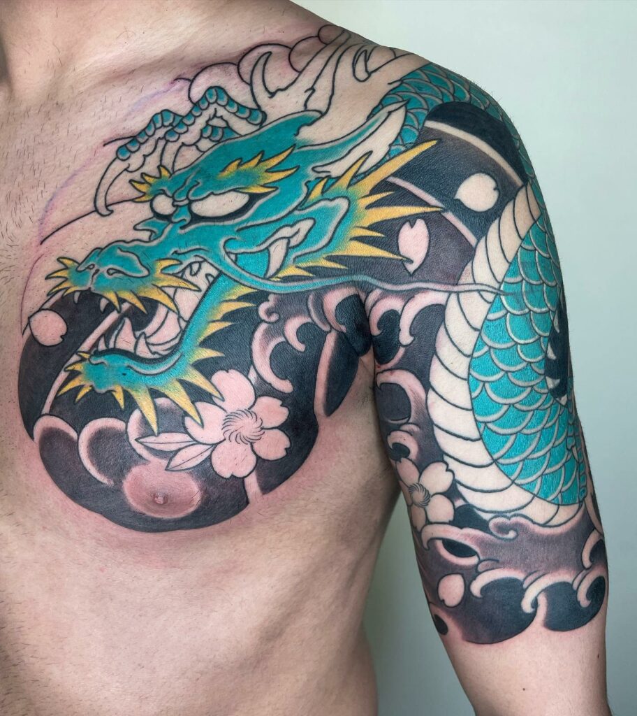 20+ BEST DRAGON TATTOO FOR MEN - UPDATED FOR 2024 14 Dragon Sleeve Tattoo