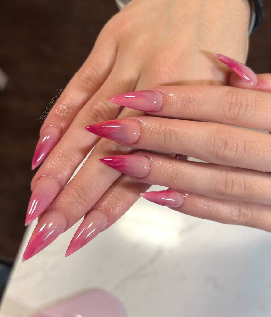Discover 35 Pink Marble Nail Designs of 2024 12 Dark Pink Marble Stiletto Nails