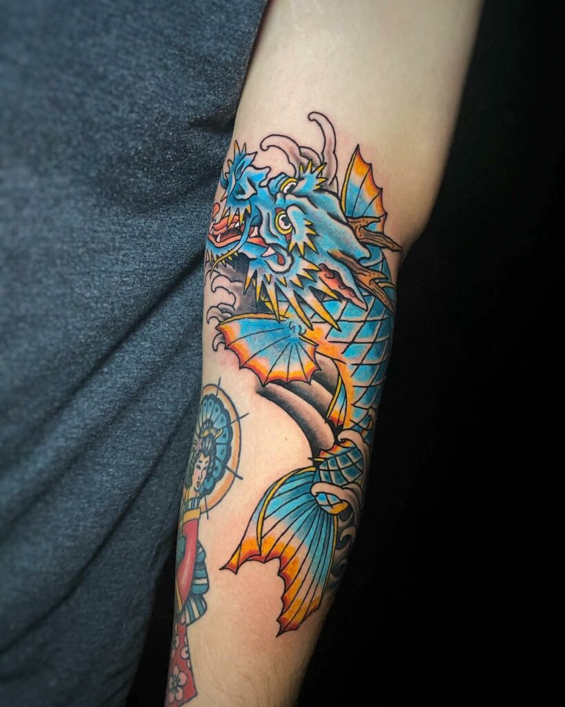 20+ BEST DRAGON TATTOO FOR MEN - UPDATED FOR 2024 18 Dragon Koi Tattoo