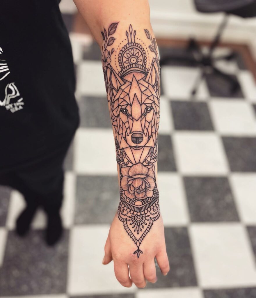 12+ BEST WOLF TATTOO DESIGNS & MEANING FOR MEN AND WOMEN 12 Geometric Wolf Tattoo