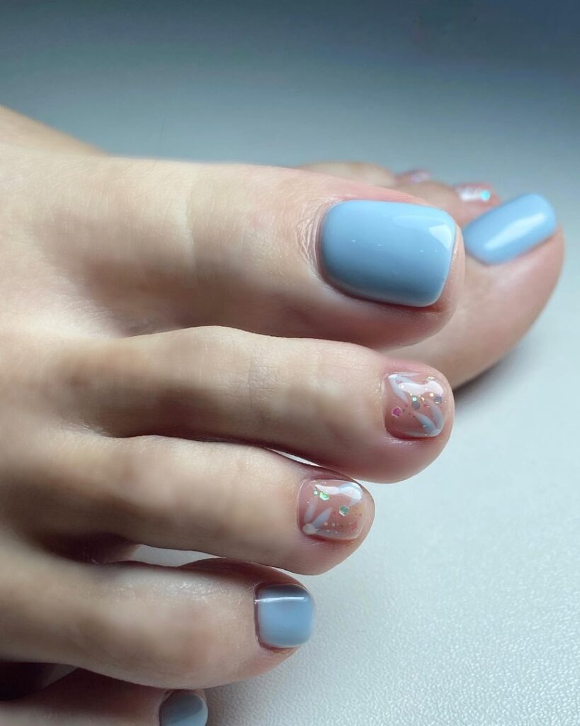 Indulge in 30 Baby Blue Toenail Pedicure Ideas for 2024 23 Baby Blue And Nude Pedicure