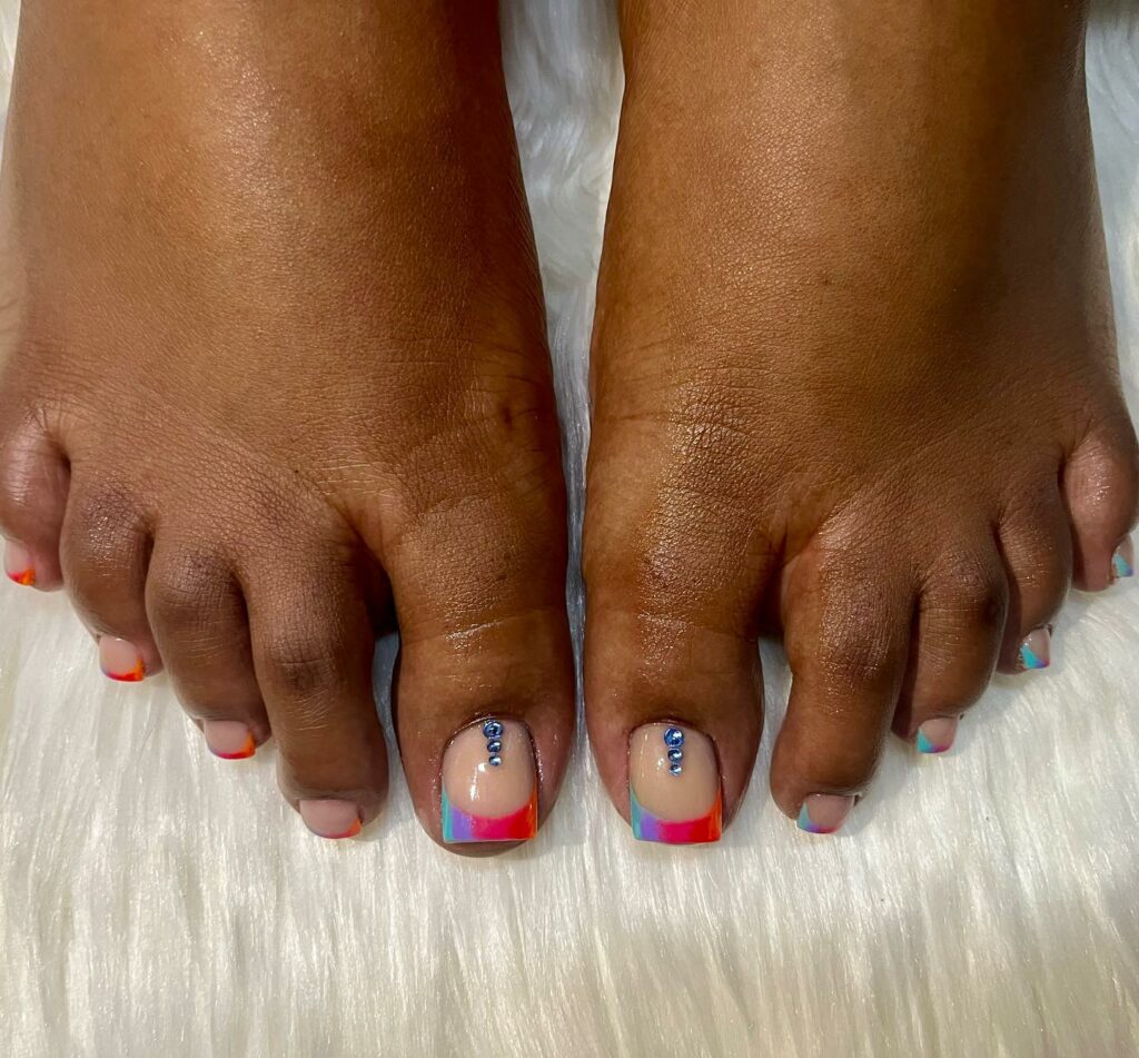 35 Rainbow Pedicure Ideas to Add Vibrancy to Your Look in 2024 43 Crystal Cuticles