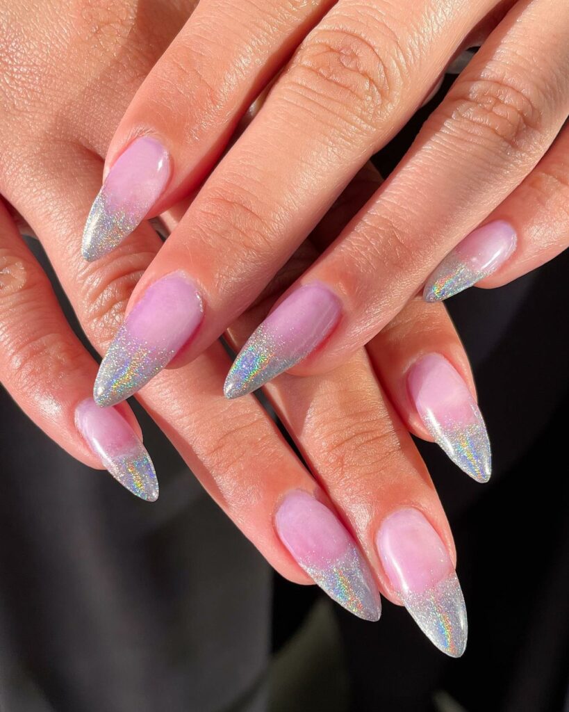 Shimmer with 30 Holographic Nail Designs in 2024 10 Holographic French Tips Nail