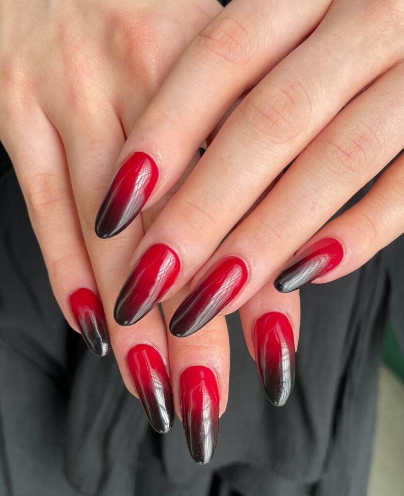15 Latest Red Ombre Nail Designs To Try In 2024! 14 Black and Red Ombre