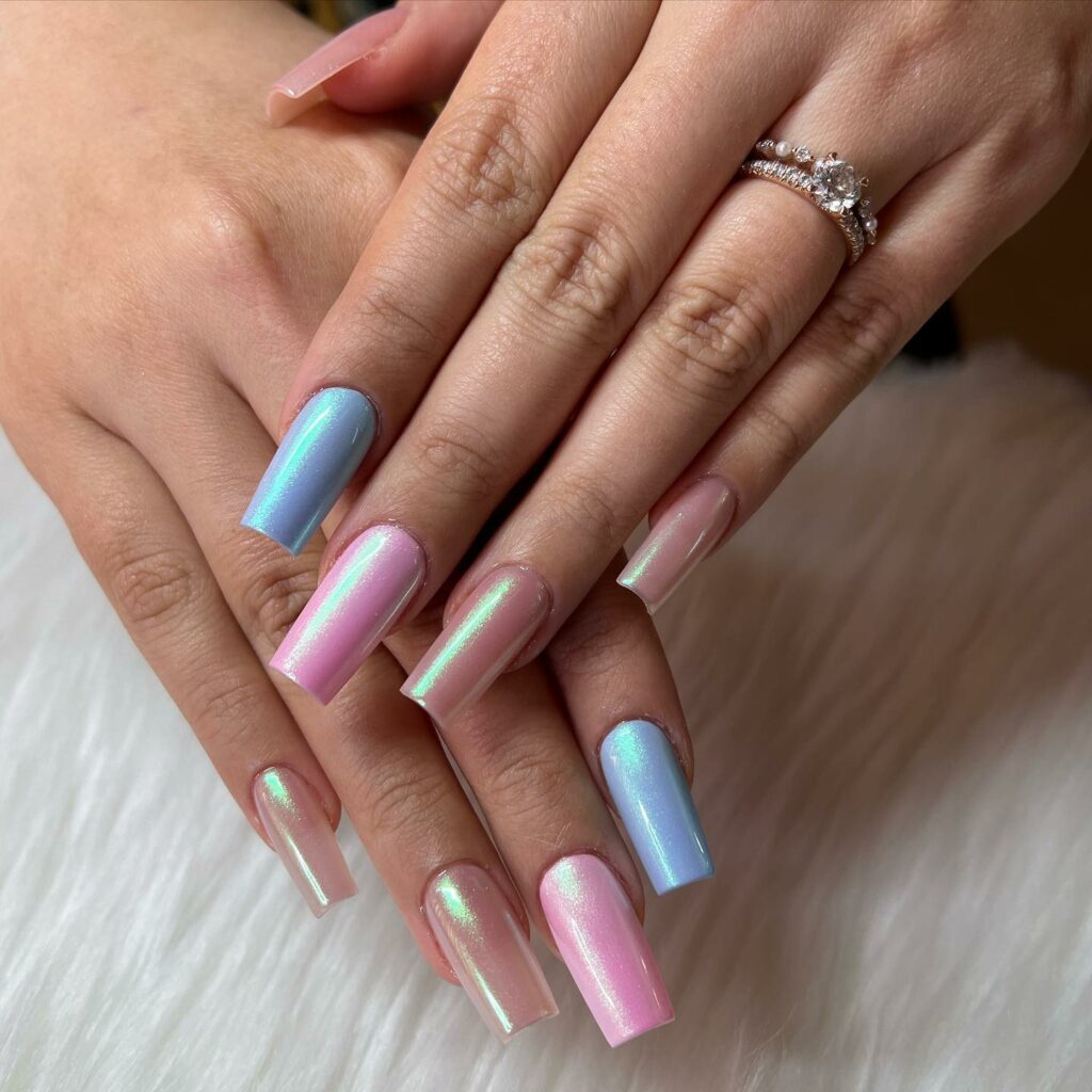 35 Latest Medium Square Nail Ideas To Try In 2024! 26 Colorful Chrome Medium Square Nails