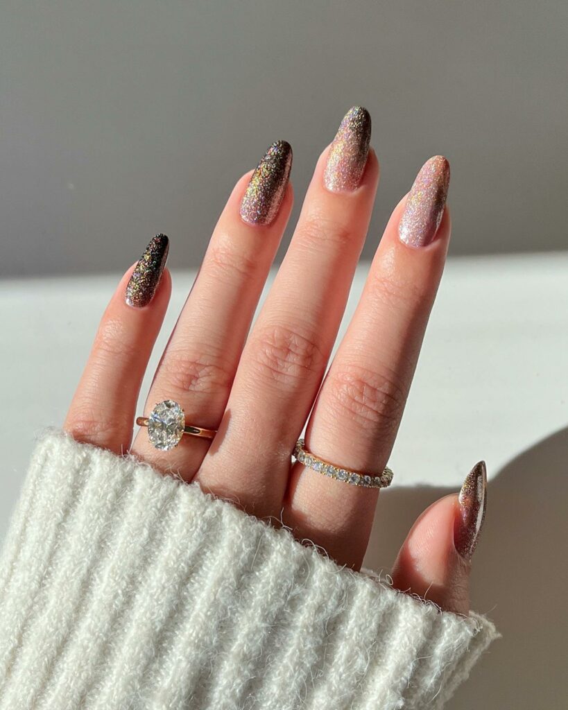 40 Latest Trendy Nail Ideas To Try In 2024! 18 Brown Ombre Trendy Nails With Glitter