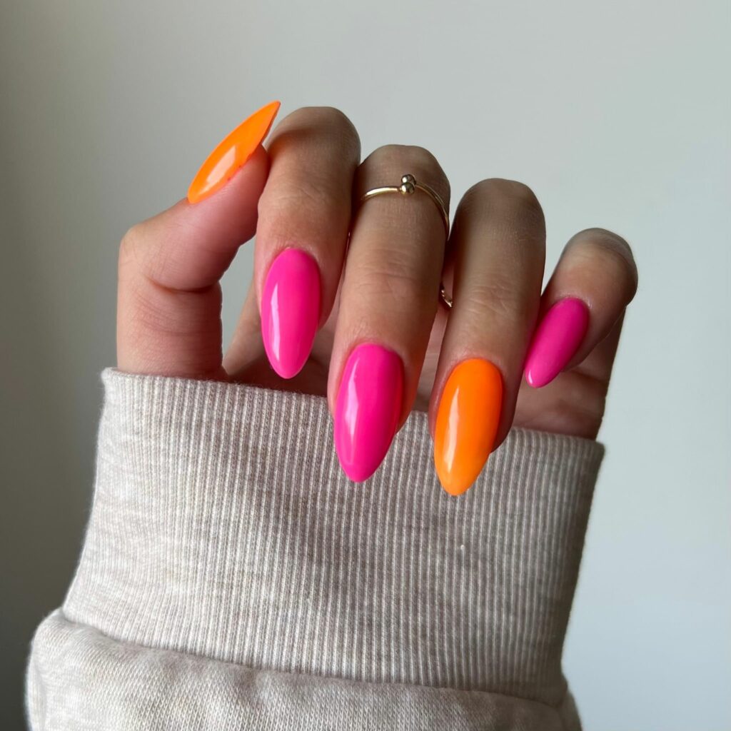 Feel Vibrant with 30 Pink And Orange Nail Designs in 2024 30 Pink And Orange Almond Nails