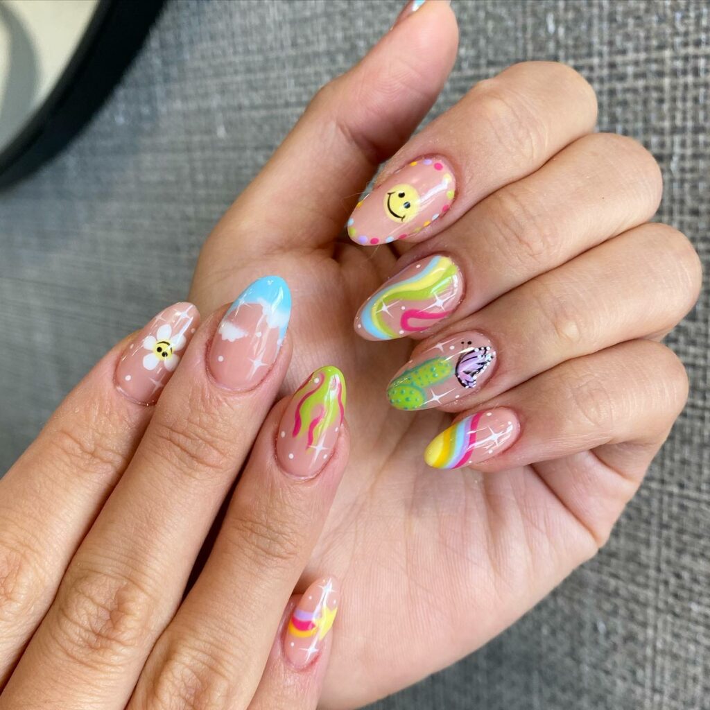 Show Off 25 Smiley Face Nail Designs in 2024 35 Mix-And-Match Emoji Nails