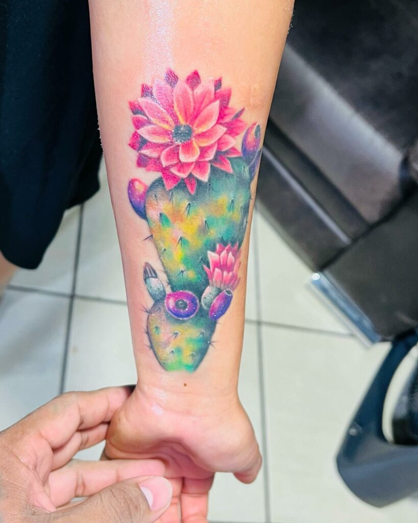COOL CACTUS TATTOO DESIGNS + THEIR MEANINGS TO INSPIRE IN 2024 17 Neo-Traditional Cactus Tattoos