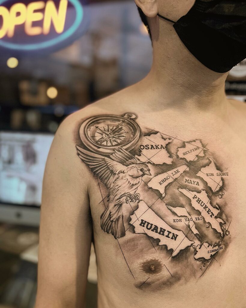 AMAZING COMPASS TATTOOS + THEIR MEANINGS - UPDATED FOR 2024 10 Map & Compass Tattoos