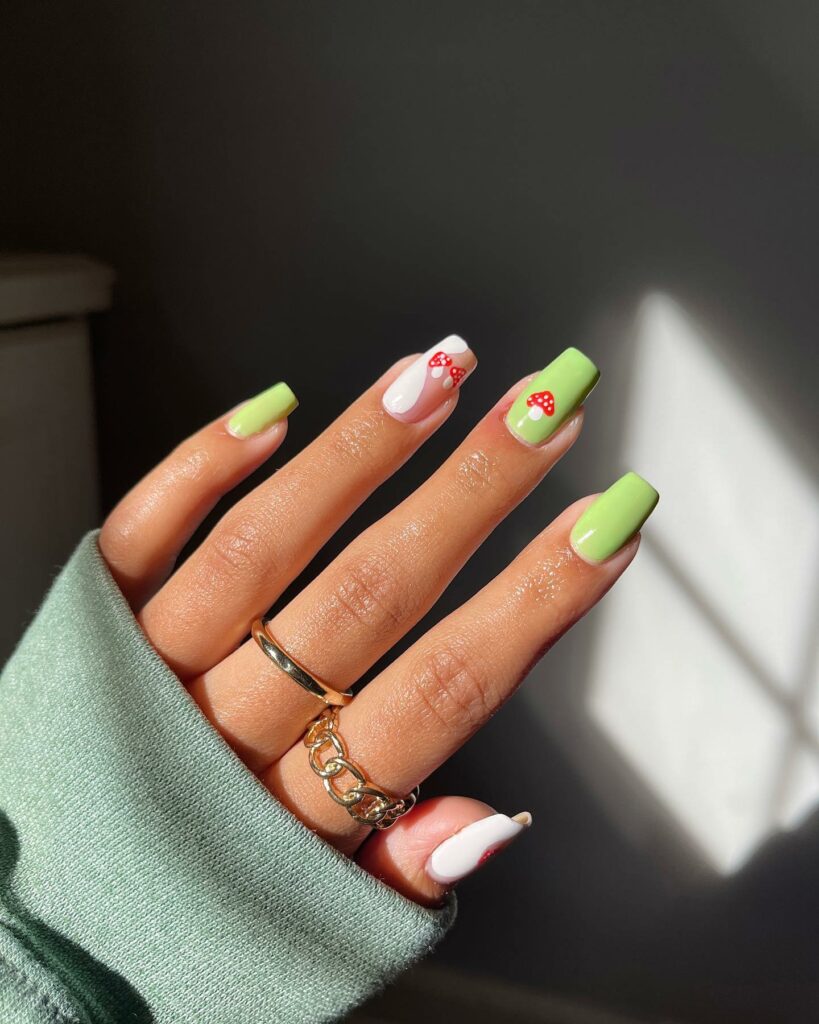 20 Latest Mushroom Nail Designs To Try In 2024! 13 Abstract Mushroom Nails