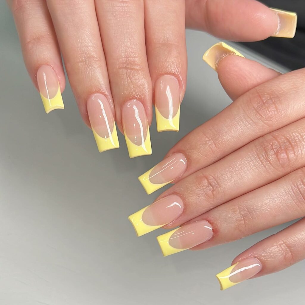 21 Latest Yellow French Tip Nail Designs To Try in 2024! 27 Yellow French Square Nails