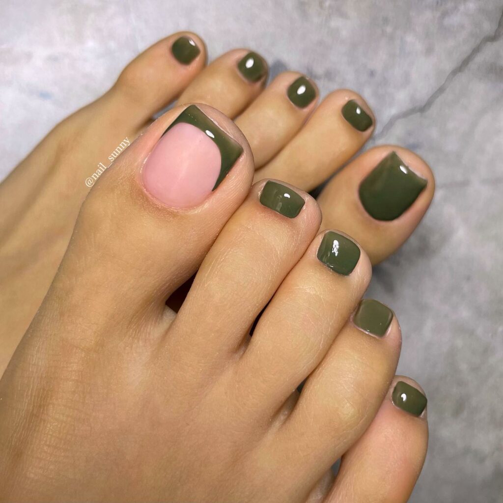 22 Fall Pedicure Color Ideas to Spice Up Your Look in 2024 19 Understated Olive