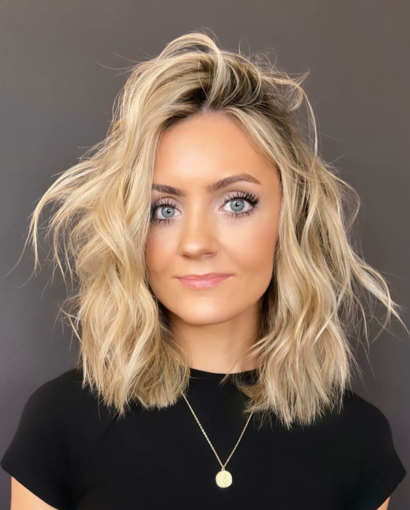 30 Medium Length Hairstyles Blonde Ideas to Try in 2024 24 Deep Side-Part Lob