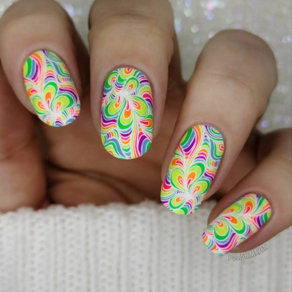 Get Swirly with 35 Swirl Nails Ideas for 2024 21 Matte Nails with Rainbow Swirl Accents