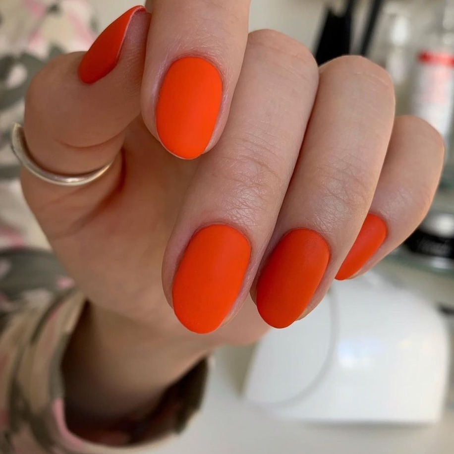 Get Inspired by 30 Neon Orange Nail Designs of 2024 45 Matte Neon Orange Magic