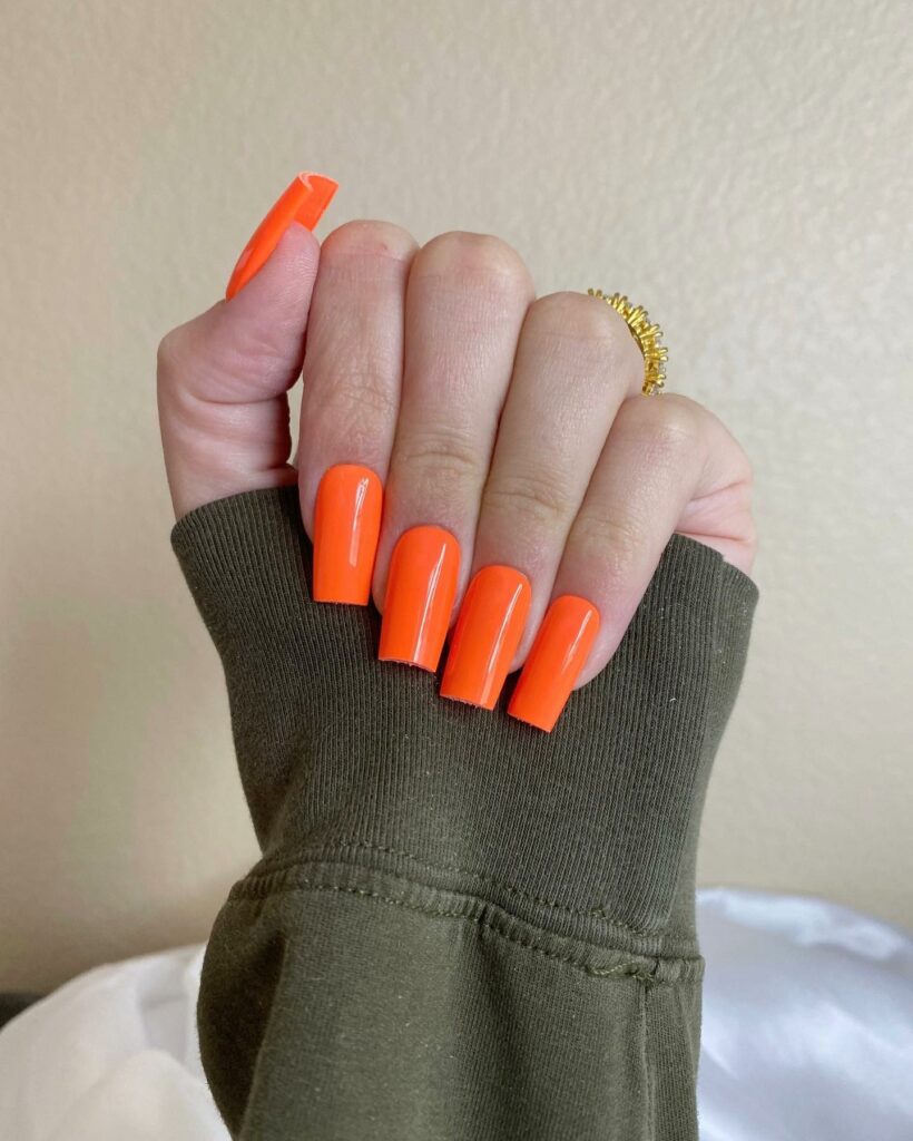 35 Latest Medium Square Nail Ideas To Try In 2024! 25 Orange Medium Square Nails
