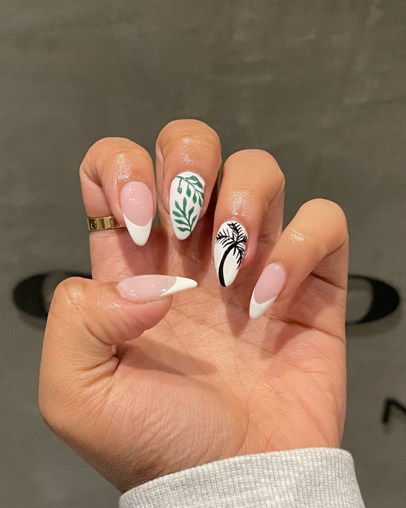 Feel Tropical with 35 Tropical Nails Designs for 2024 15 White Palm Tree Nails