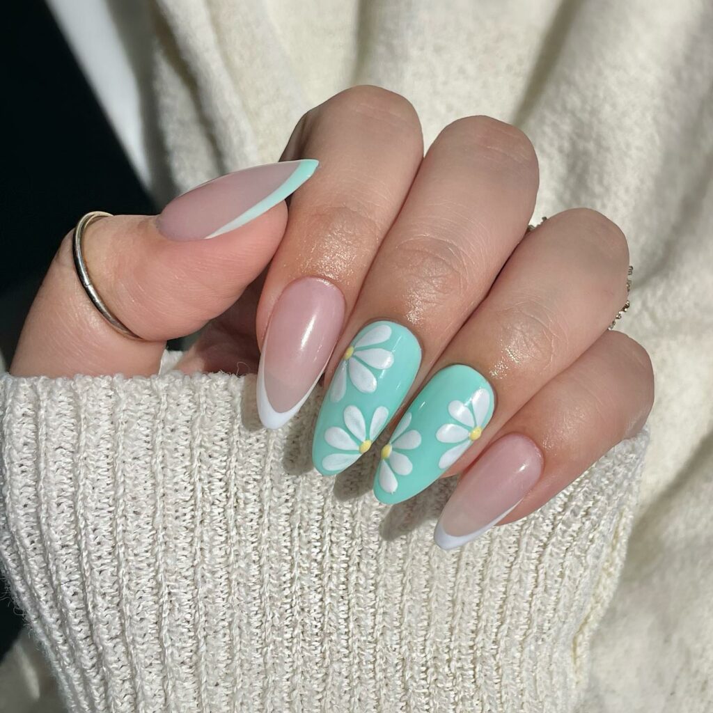Feel Tropical with 35 Tropical Nails Designs for 2024 37 Green & White Floral